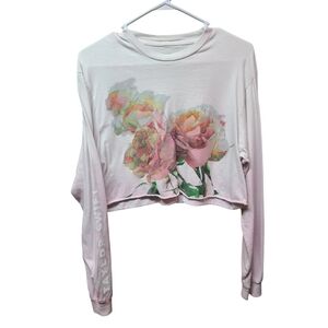 Taylor Swift Lover pink glitter floral long sleeve crop top large